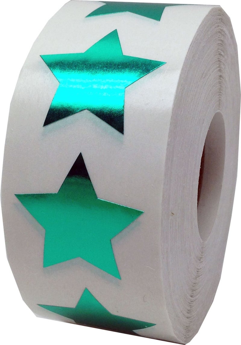 ملصقات معدنية خضراء على شكل نجمة، 1 بوصة، 500 ملصق لاصق